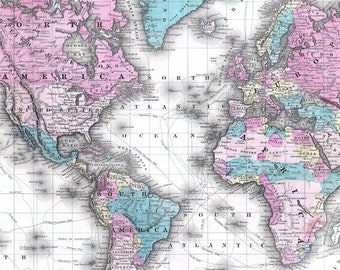 Unique Map Wrapping Paper: Vintage World Map Gift Wrap For Travel Theme Party, Baby Shower, Travel Nursery Decor. Colorful Travel Gift Wrap