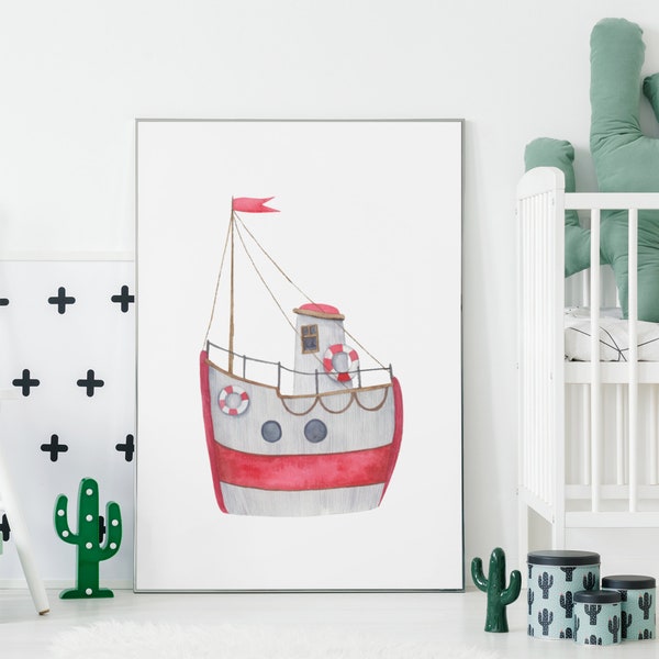 Maritime Nursery Art Bundle, Sailor Baby Decor, Vintage Nursery Accents, Instant Download Set, Nautical Theme Baby Boy, Nursery Wall Set