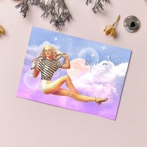 Cosmos Pastel 90s Celestial, Indie Room Decor Aesthetic y2k, College Apartment Decor, Space Age, Surreal Postcard Set Collectible Art Print