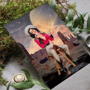 Cosmos Cowgirl 90s Celestial, Indie Raum Dekor ästhetik y2k, College Wohnung Dekor, Space Age, surreal Postkarten Set Sammlerstück Kunstdruck