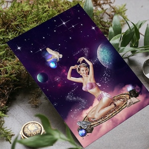 Kosmos Genie 90s Celestial, Indie Room Decor Aesthetic y2k, College Wohnung Dekor, Space Age, Surreal Postkarte Set Sammler Art Print