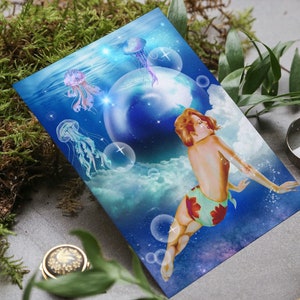 Cosmos Ocean 90s Celestial, Indie Room Decor Aesthetic y2k, College Apartment Decor, Space Age, Surreal Postcard Set Collectible Art Print