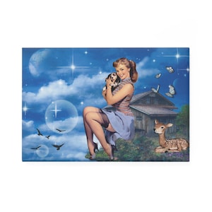 Cosmos Farm Magnet, 90s celestial, space age, college apartment decor, indie room aesthetic y2k, pin up girls surreal art