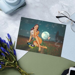 Cosmos Field 90s Celestial, Indie Room Decor Aesthetic y2k, College Apartment Decor, Space Age, Conjunto de postal surrealista Coleccionable Lámina artística