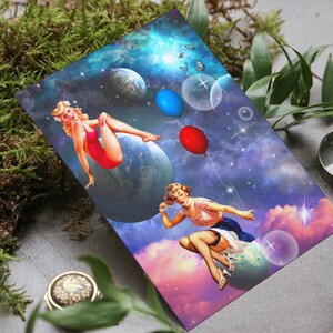 Cosmos Fun 90s Celestial, Indie Room Decor Aesthetic y2k, College Apartment Decor, Space Age, Surreal Postcard Set Collectible Art Print