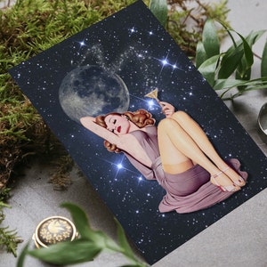 Cosmos Drink 90s Celestial, Indie Room Decor Aesthetic y2k, College Apartment Decor, Space Age, Surreal Postcard Set Collectible Art Print