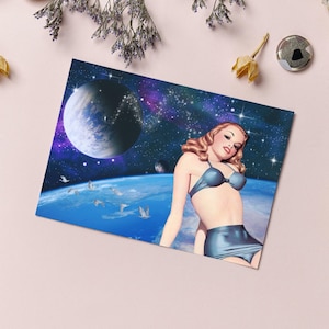 Cosmos View 90s Celestial, Indie Room Decor Aesthetic y2k, College Apartment Decor, Space Age, Surreal Postcard Set Collectible Art Print