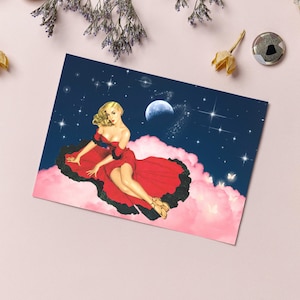 Cosmos Pink Dream 90s Celestial, Indie Room Decor Aesthetic y2k, College Apartment Decor, Space Age, Surreal Postcard Set Art Print