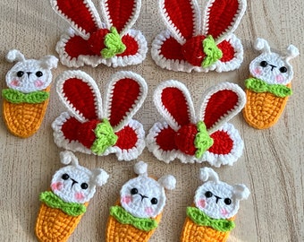 3D Rabbit Hair Clip, Handcrafted Crochet Bunny and Carrot Hair Clips,  Beautiful Unique Hair Accessories, Easter Gifts