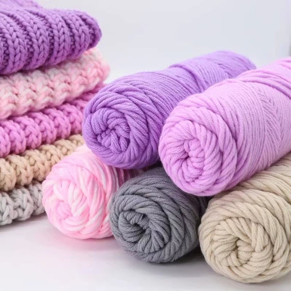 Milk Cotton Yarn, 8 ply Soft Yarn, Ideal for Crocheting, Knitting, Punch Needling, Crafting Projects