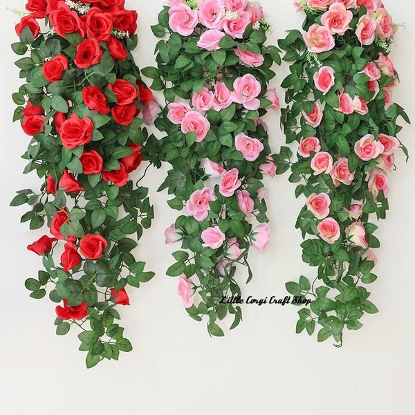 Lifelike Artificial Hanging Roses for Outdoor Garden, Wedding Arch, Home Party Decor