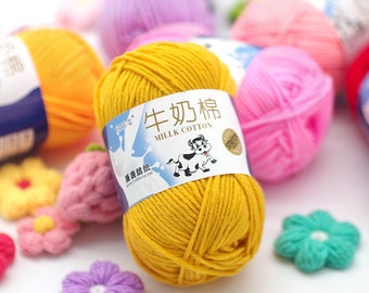 5 Ply Milk Cotton Yarn, Soft Yarn, Ideal for Crocheting, Knitting, Punch Needling, Crafting, Color 49-92