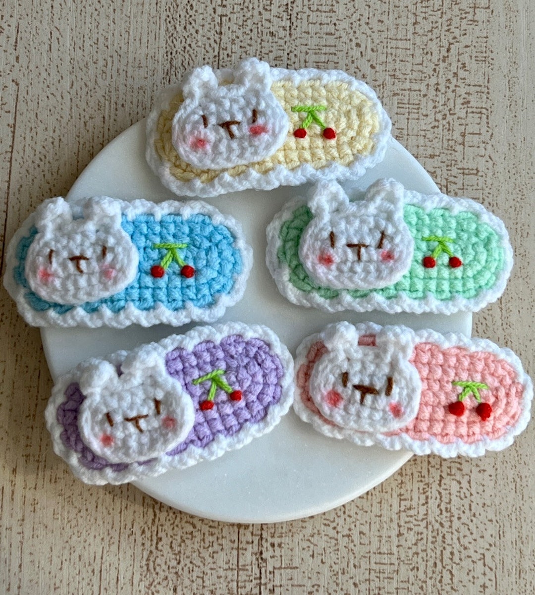 Colorful Rabbit Hair Clip, Handcrafted Crochet Bunny Hair