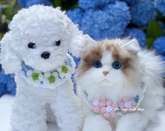 Handmade Crocheted Pet Collar: Floral Cat & Dog Accessory