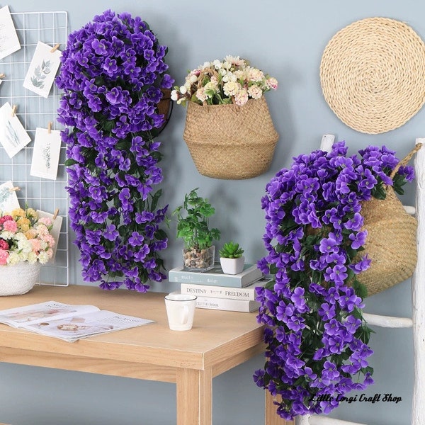 Lifelike Artificial Hanging Violet for Outdoor Garden, Wedding Arch, Home Party Decor