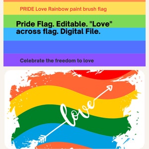 Pride Love Flag LGBQT Digital download. Editable. Printable. Wall art. Kindness