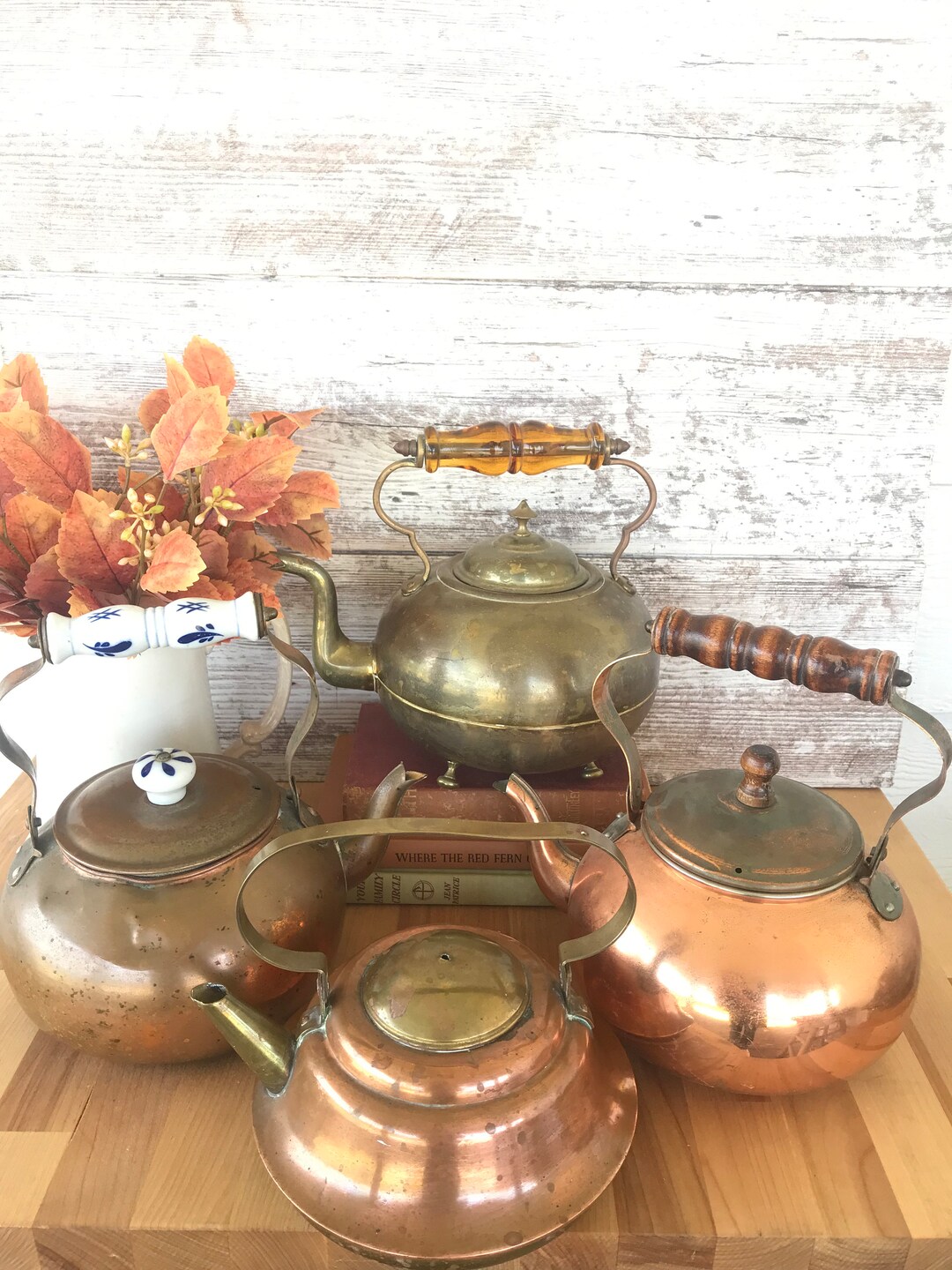 Vintage Copper and Brass Teapots/ Vintage Brass Footed Teapot Etsy