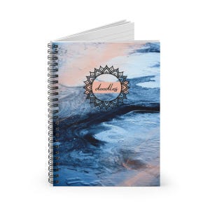 Artistic Spiral Notebook for Doodling, Creative Journal for Artists, Blue Abstract Notebook, Gifts for Students, Motivational Stationery