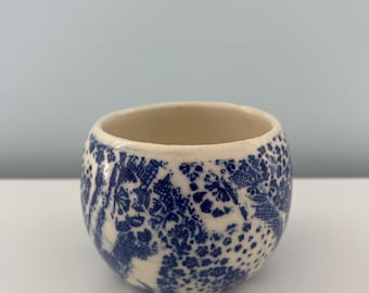 Petite jardinière - Bleu et blanc