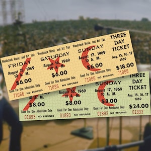 Woodstock 1969 Festival, 2x 3-Tage Tickets, Replikat