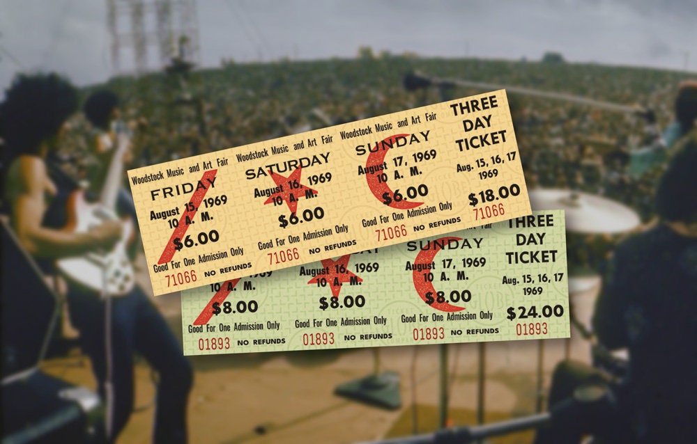 Woodstock 1969 Festival, 2x 3-day Tickets, Replica - Etsy