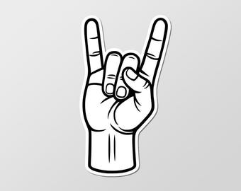 Sign of the horns, metal hand sign sticker