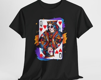 Queen Of Hearts Shirt, Playing Card Graphic Tee, Edgy Unisex T-Shirt, Aesthetic Streetwear Top, Cool Gift for Her, Mens Womens Graphic Tee