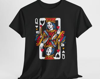 Queen Of Hearts Shirt, Playing Card Graphic Tee, Edgy Unisex T-Shirt, Aesthetic Streetwear Top, Cool Gift for Her, Mens Womens Graphic Tee