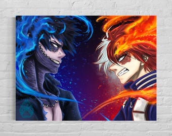 Blue Fire vs Red Fire Print/Poster (Frame Not Included)