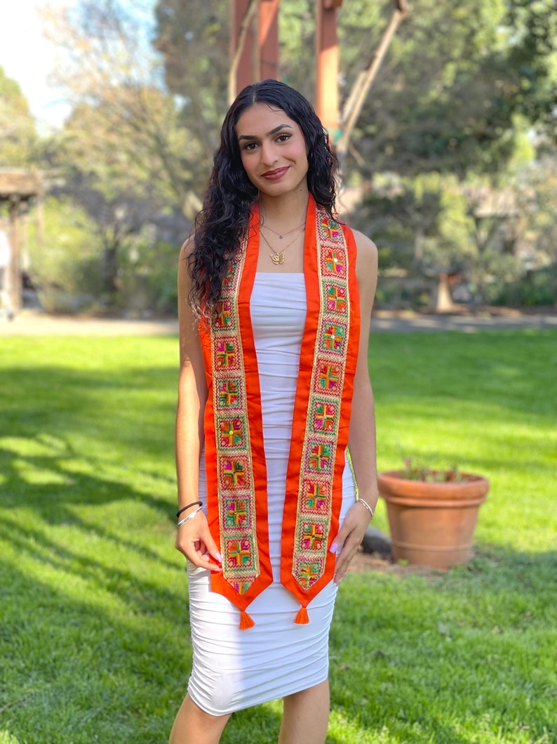 Phulkari Graduation Stoles Orange