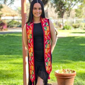 Phulkari Graduation Stoles Red