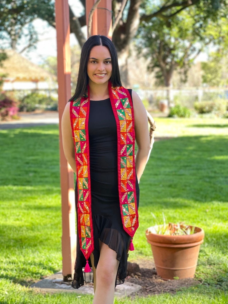 Phulkari Graduation Stoles Red