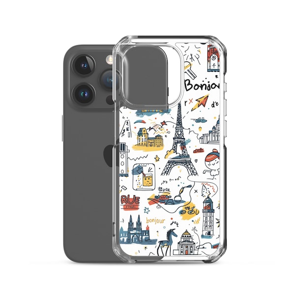 Coque de portable collage sur le théme Paris , vacances à Paris, iPhone 15 14 13 12 11 Pro MAX 8 Plus X