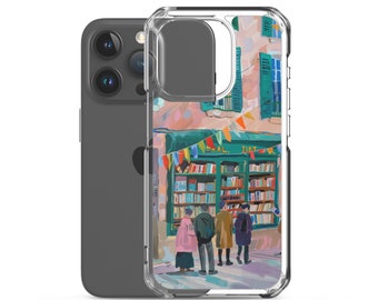 Coque de portable collage Librairie Colorée, style matisse, iPhone 15 14 13 12 11 Pro MAX 8 Plus X