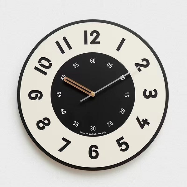 Horloge Murale Silent | grande horloge, horloge moderne chiffres romains, horloge murale de ferme, horloge noire chiffres, horloge blanc