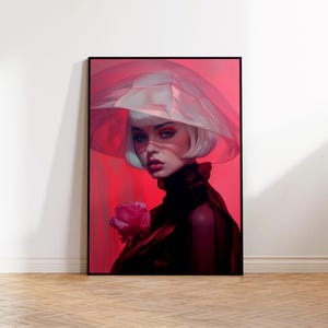 Woman With Hat Portrait | Instant Download | Printable Wall Art | Printable Art | Fashion Wall Art | Art Print | Women Portrait |