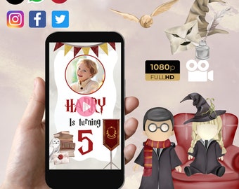 Halloween Wizard Potter Animated Birthday Party Invitation Video | Potter Party Invite | Digital Delivery | Same Day