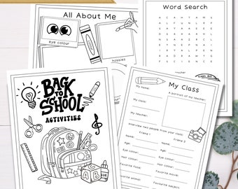 Back to School Activity Pack: Coloring Pages, Worksheets (Digital Download)