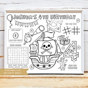 Pirate Theme Birthday Party Activity Sheet | Pirate Party Favor | Pirate Coloring | Kids Activity Sheet