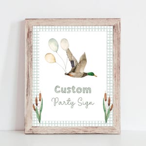 Editable One Lucky Duck Birthday Custom Sign | Mallard Duck Party Signs | First Birthday Duck Table Signs | Digital Download 8 x 10
