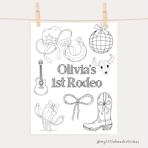 Custom Cowgirl Malseite: Rodeo Party Tischset zum Ausdrucken (Digitaler Download)