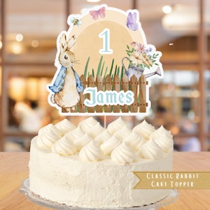 Topper per torta Peter Rabbit di Beatrix Potter classico modificabile / Topper per torta di compleanno fai da te Peter Rabbit / Download immediato