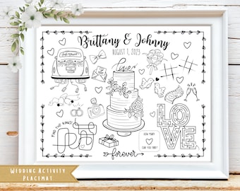 Wedding Activity Sheet  | Wedding Party Favor | Wedding Guests Kids Activity Sheet | Personalized Party Placemat