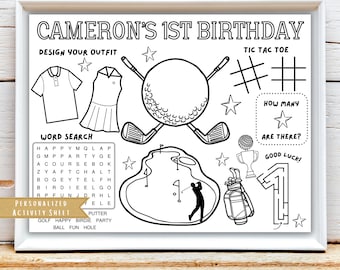 Golf Birthday Party | Golf Theme Birthday Party | Golf Birthday | Golf Party Favor | Golf Coloring Sheet | Personalized Activity Sheet