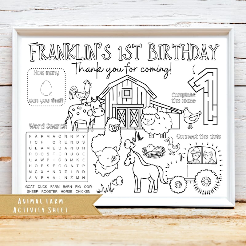 Farm Animal Coloring Page - Etsy UK