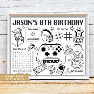 Gaming Theme Birthday Party Activity Sheet | Switch Game Party | Gamer Birthday Party  Favor | Activity Sheet | Gaming Night