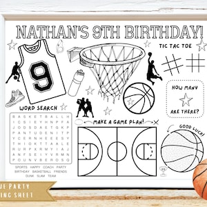 Basketball Birthday Party | Sports Theme Birthday Party | Kids Birthday | Party Favor | Coloring Sheet | Personalized Activity Sheet