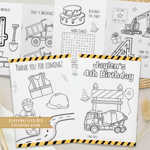 Construction Birthday Coloring Book: Digger Party Activity (Digital Download)