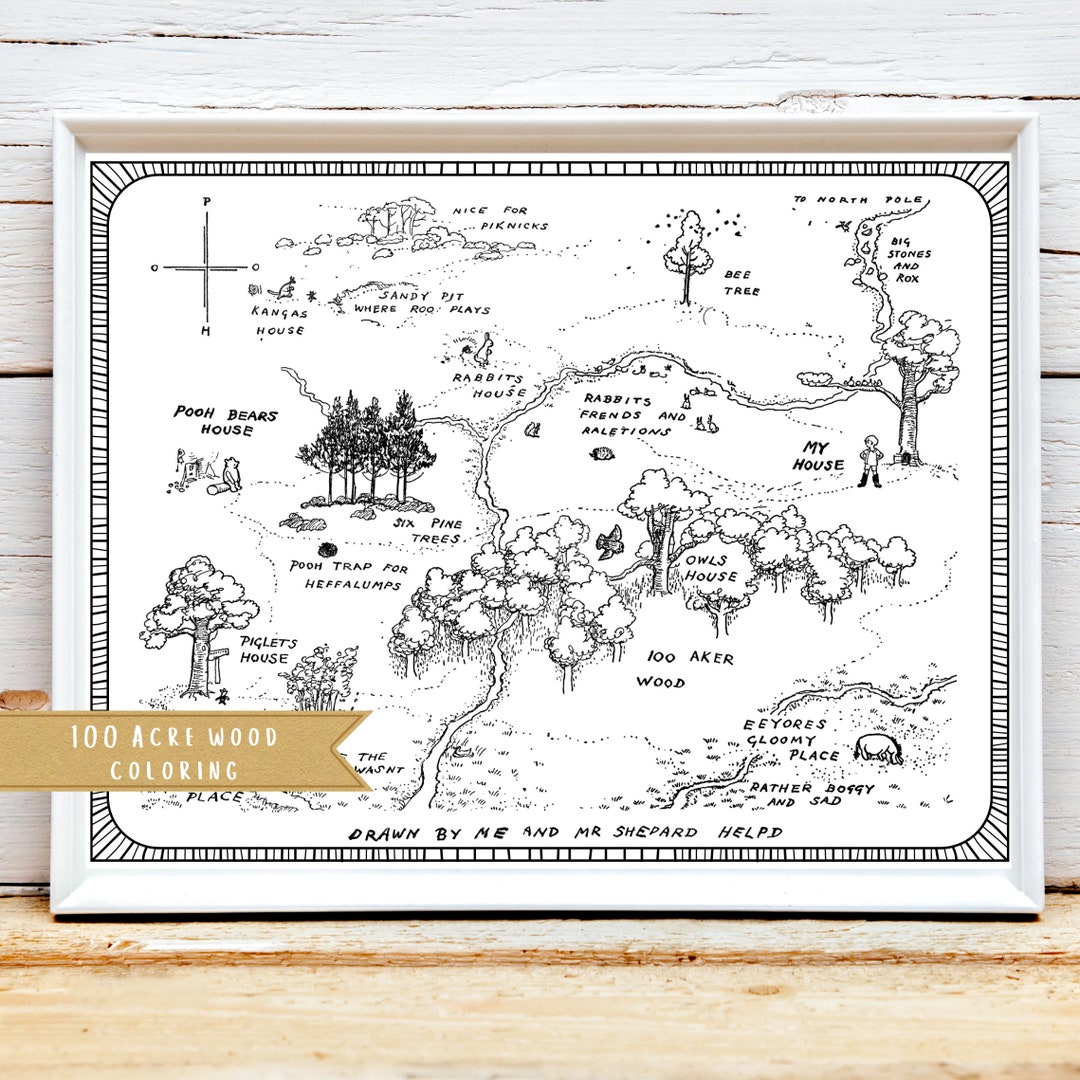 Classic Winnie the Pooh 100 Acre Wood Coloring Sheet | Pooh Party Favor