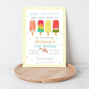 Editable Popsicle Summer Party Invitation | Popsicle themed Birthday Baby Shower Party Invite Summer Birthday Party DIY Canva Invite